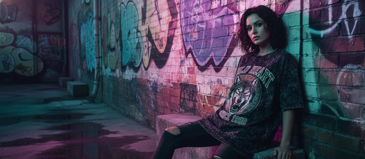 Women's Acid Wash Oversized Tshirt