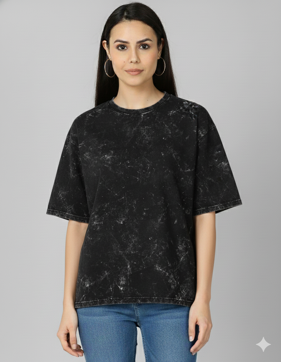 Womens Acid Washed Oversized Tee