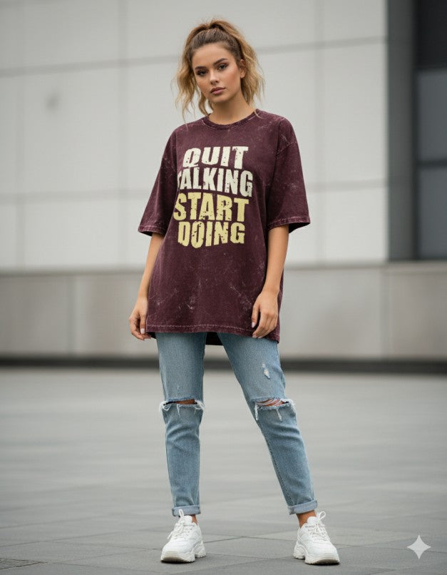 Women Acid Washed Oversized Tee
