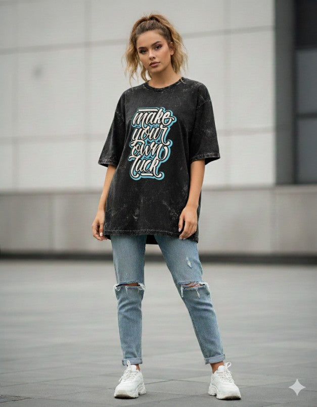 Women Acid Washed Oversized Tee