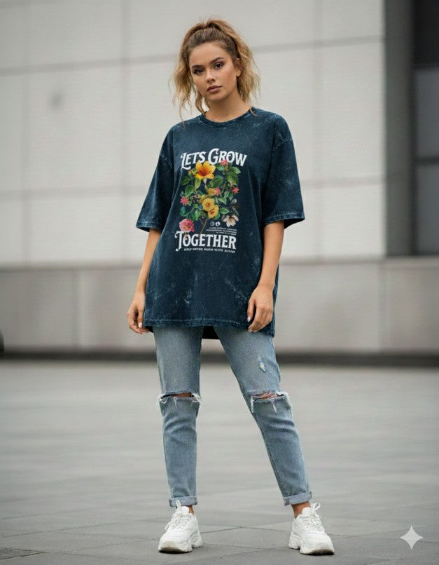 Women Acid Washed Oversized Tee