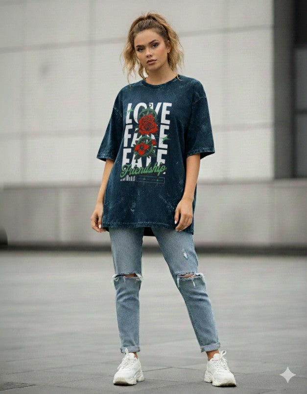 Women Acid Washed Oversized Tee