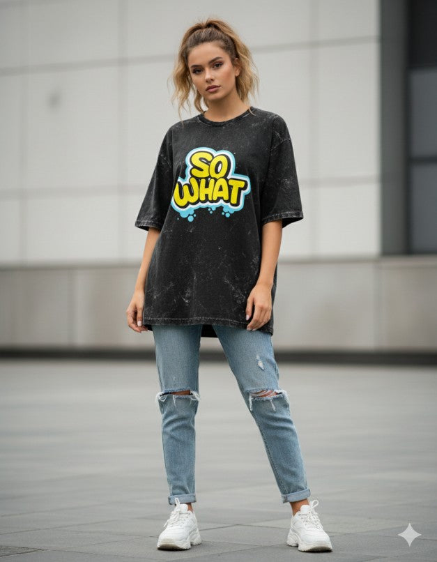Women Acid Washed Oversized Tee